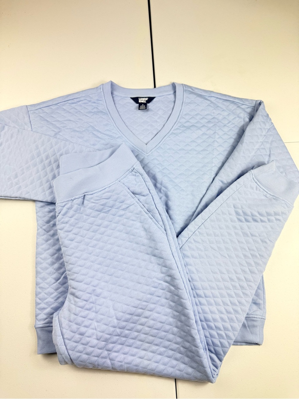 Lands' End new Pale Blue Quilted lounge set women’s